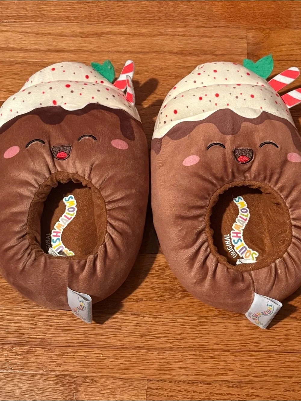 Squishmallows Brown & Cream Kids Slippers - Cute Dessert Plush